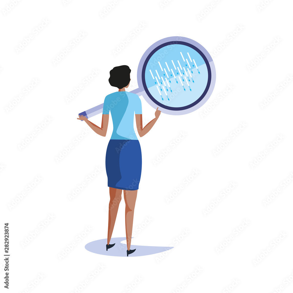 business woman with search magnifying glass business woman with search magnifying glass