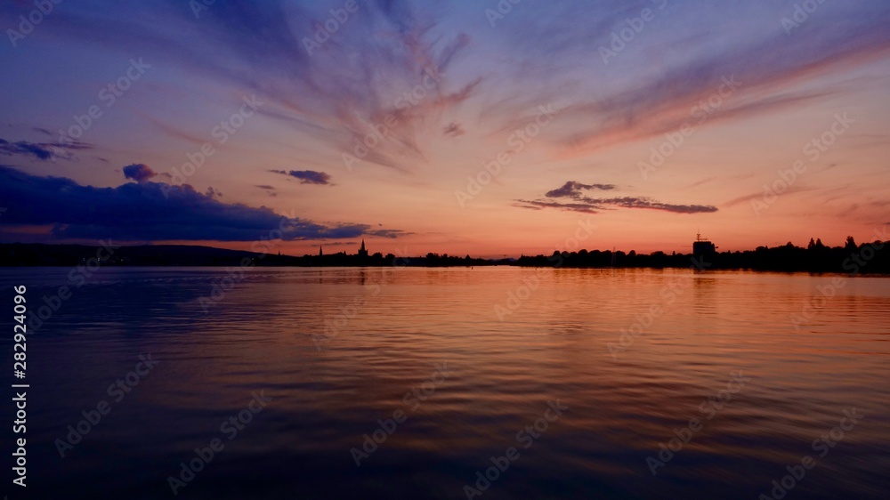 Sunset at Boden Lake, Bodensee in South Germany