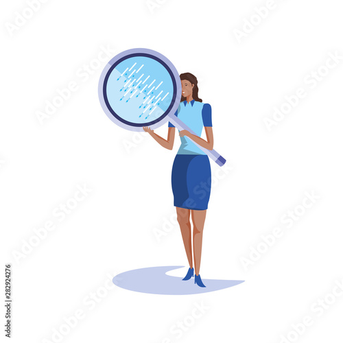 business woman elegant with search magnifying glass