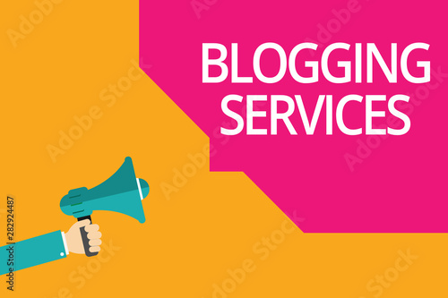 Conceptual hand writing showing Blogging Services. Business photo text Social networking facility Informative Journalism.