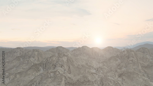 Evening Mountain 3d Render