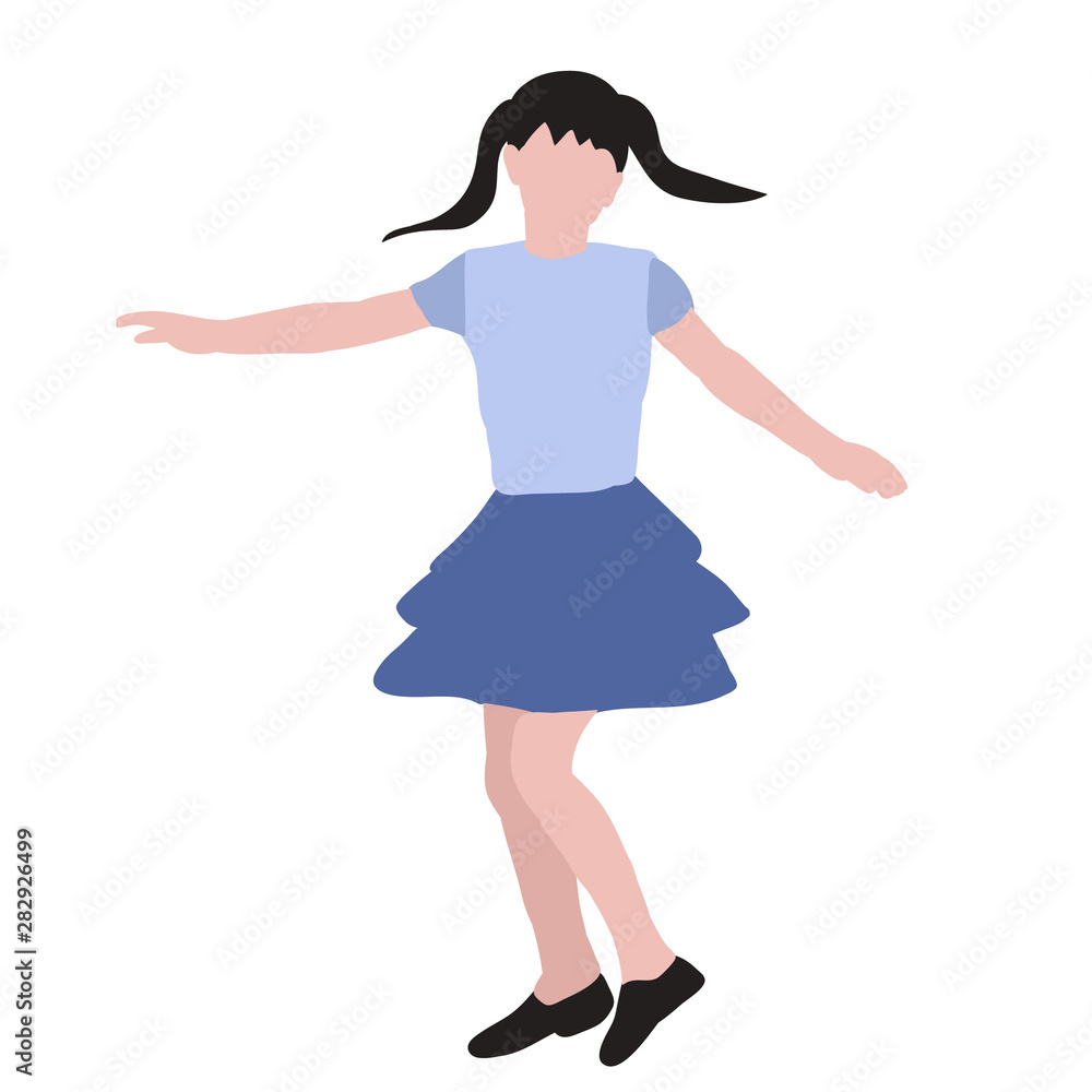 isolated, flat style, no face, little girl playing isolated, flat style, no face, little girl playing