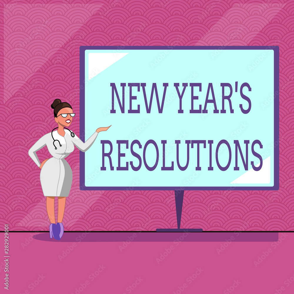 Conceptual hand writing showing New Year s is Resolutions. Business photo text Wishlist List of things to accomplish or improve. Conceptual hand writing showing New Year s is Resolutions. Business photo text Wishlist List of things to accomplish or improve.