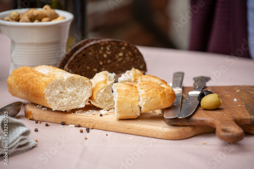 Sliced bread on a cutting board