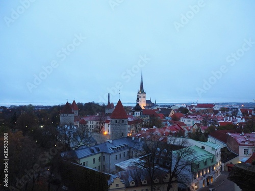 Talinn Estonia at night view of the city