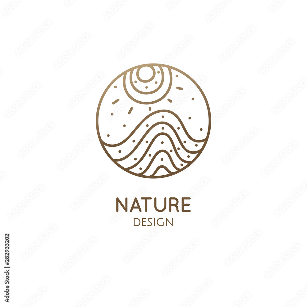 Fototapeta premium Linear logo sea waves