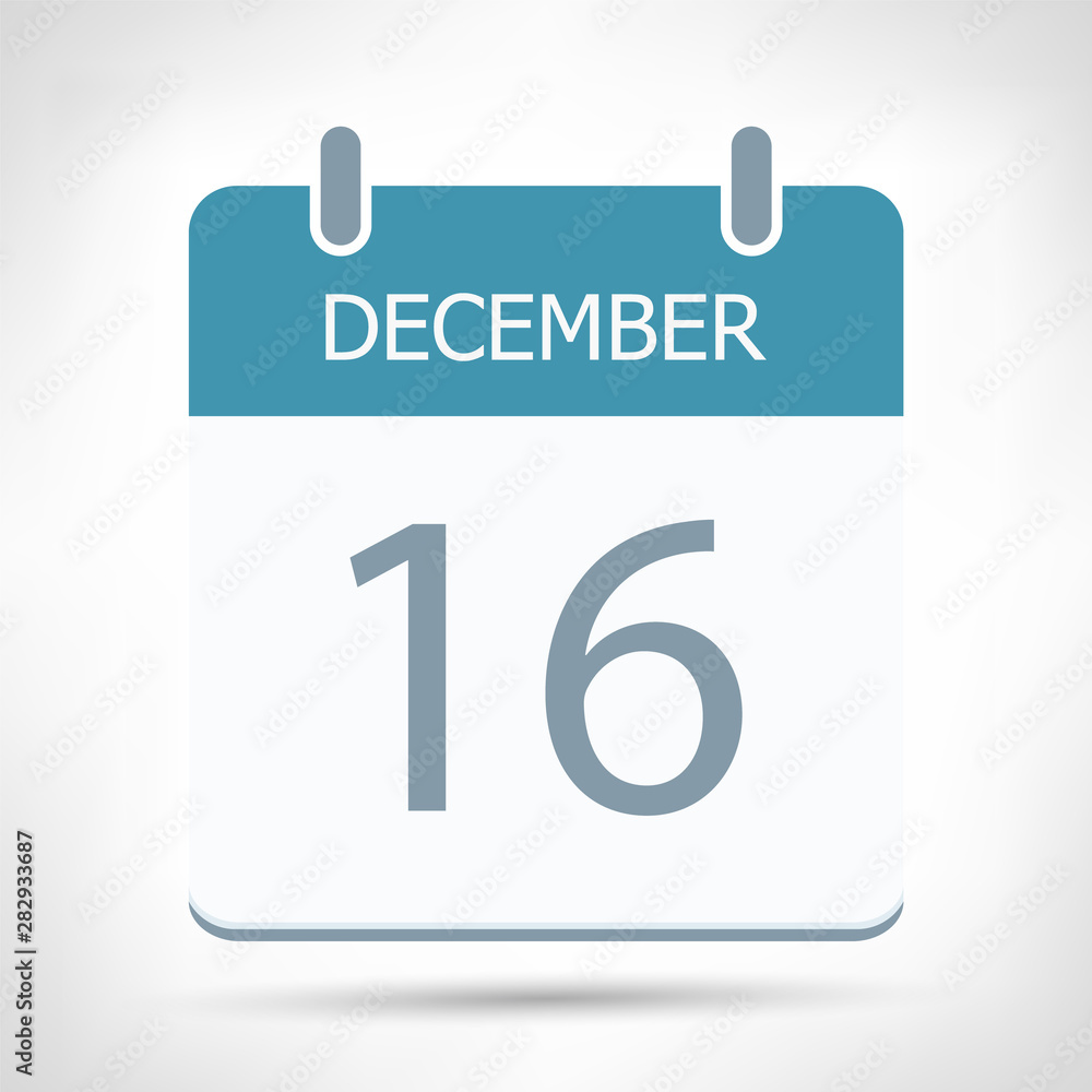 December 16 - Calendar Icon - Calendar flat design template December 16 - Calendar Icon - Calendar flat design template