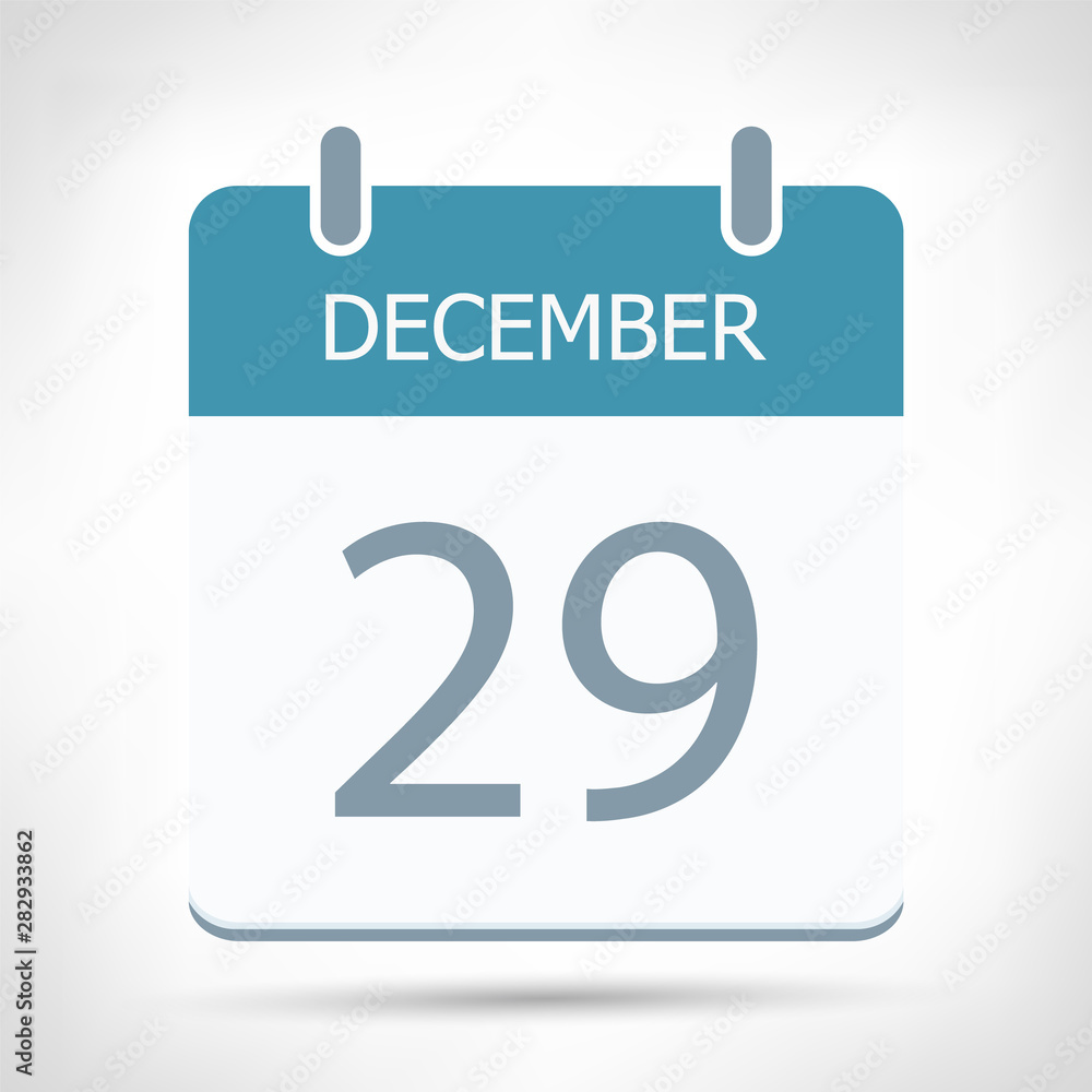 December 29 - Calendar Icon - Calendar flat design template December 29 - Calendar Icon - Calendar flat design template