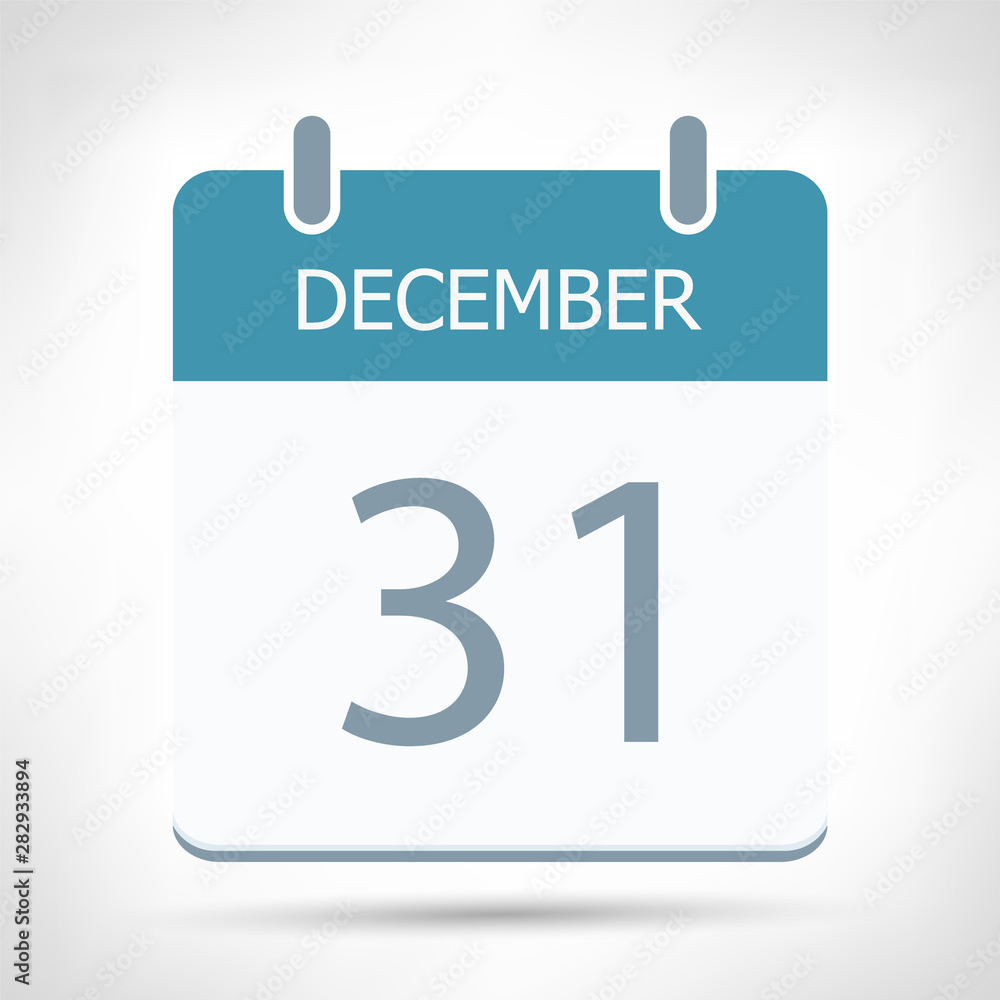 December 31 - Calendar Icon - Calendar flat design template December 31 - Calendar Icon - Calendar flat design template
