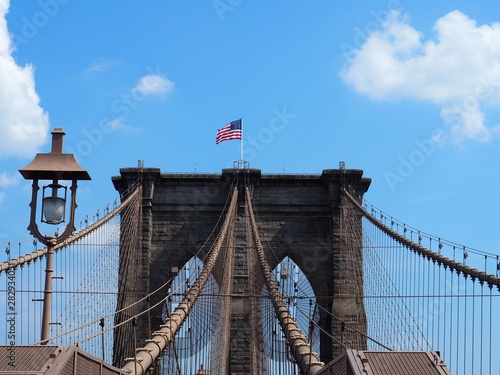 Brooklyn Bridge New York USA American flag