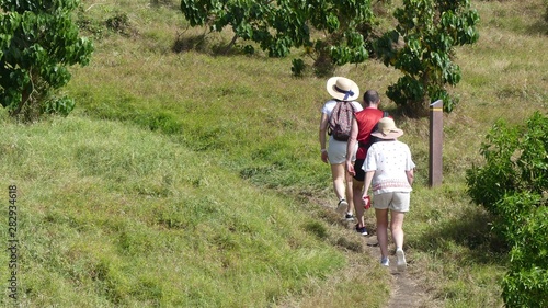 people hiking in the countryside