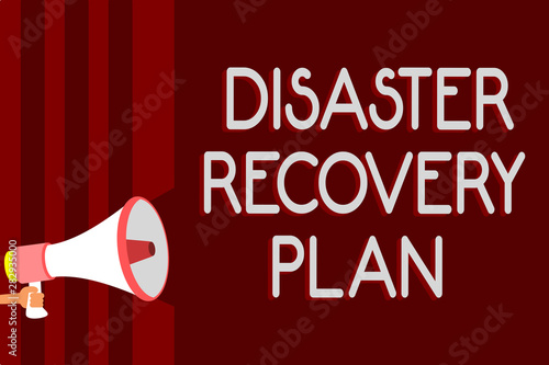 Handwriting text Disaster Recovery Plan. Concept meaning having backup measures against dangerous situation Warning sound symbols speaker alarming announcements indication idea
