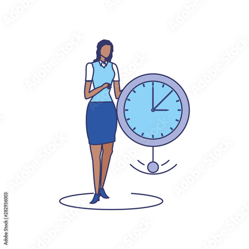 business woman elegant with time clock