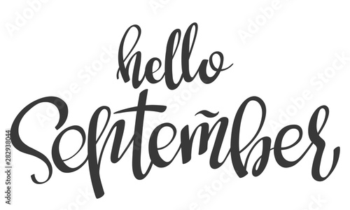 hand lettering vector words Hello September