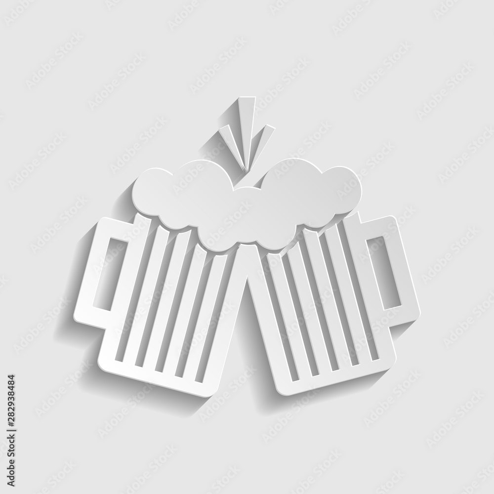 Beer glass sign. Paper style icon. Illustration. Beer glass sign. Paper style icon. Illustration.