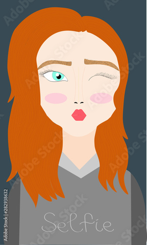 Redhead girl posing for a selfie