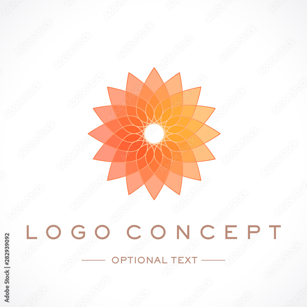 Fototapeta premium Radial Warm Colors Pattern Logo and Text for Designs