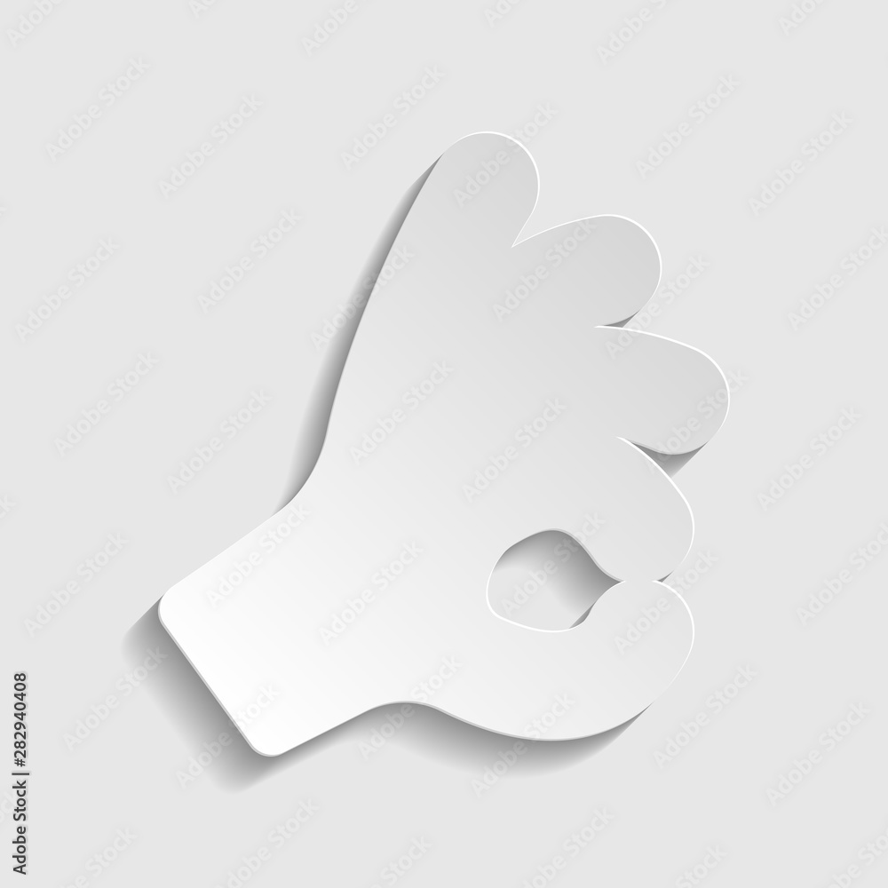 Okay. Hand icon. Paper style icon. Illustration. Okay. Hand icon. Paper style icon. Illustration.