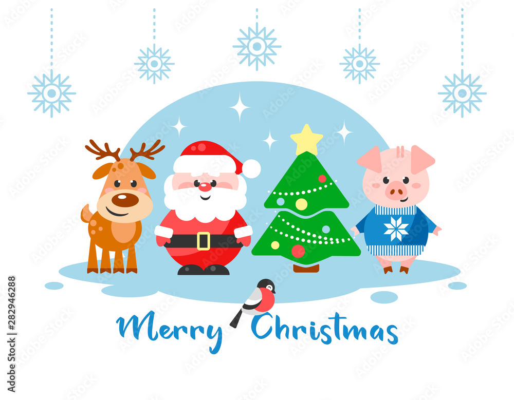 Merry Christmas Santa Claus and Reindeer Motion Graphics Animation