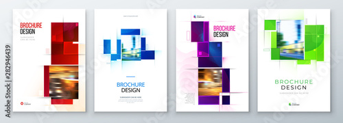 Set of Brochure Cover Template Layout Design. Corporate business annual report, catalog, magazine, flyer mockup. Creative modern bright concept with square shape