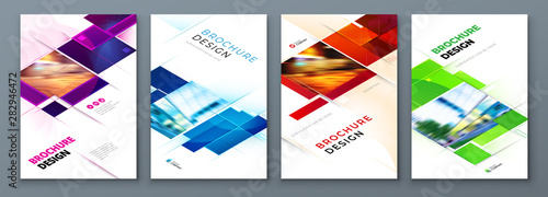 Set of Brochure Cover Template Layout Design. Corporate business annual report, catalog, magazine, flyer mockup. Creative modern bright concept with square shape