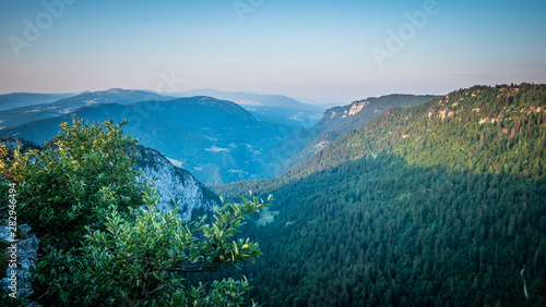 The steep cliffs of Creux du Van area in Switzerland