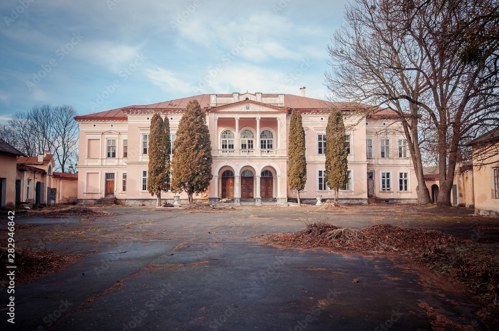 Front view on the abandoned palace