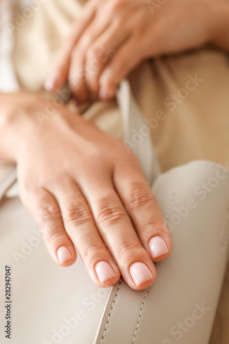 Woman with beautiful manicure  closeup