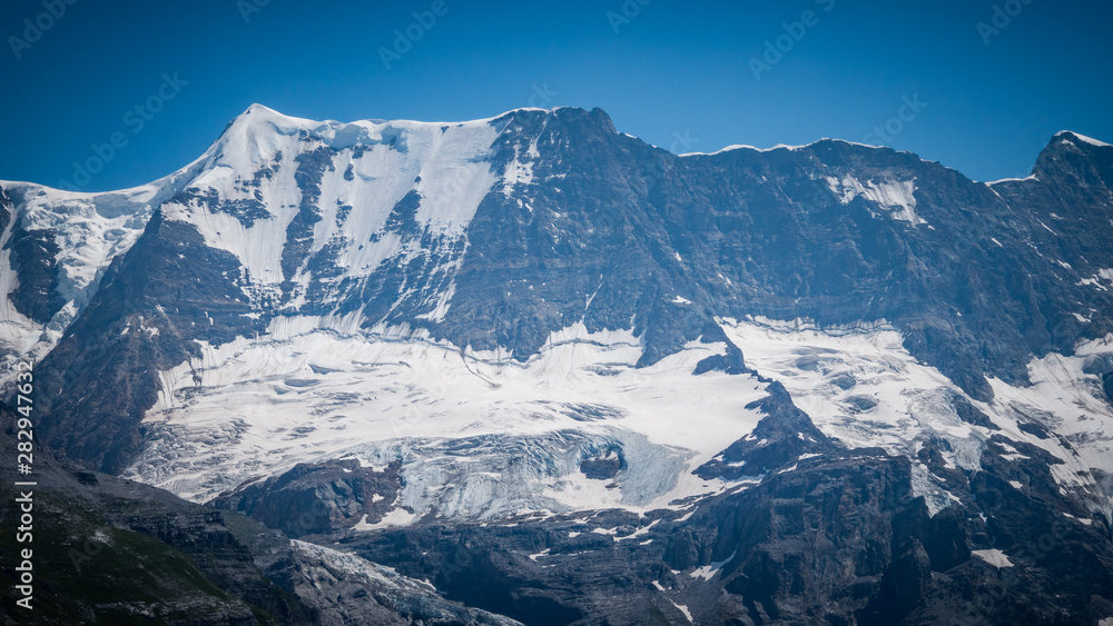 The impressive mountains and glaciers in the Swiss Alps