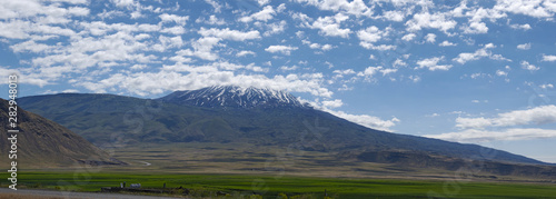 Breathtaking view of Mount Ararat  Agri Dagi  the highest mountain in the extreme east of Turkey accepted in Christianity as the resting place of Noah s Ark  a snow-capped and dormant compound volcano