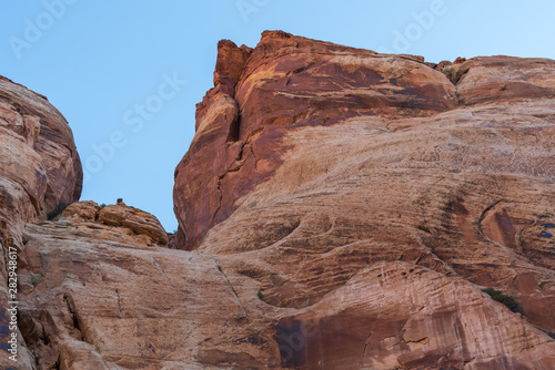 Capitol Reef National Park low angle landscape of barren bare rock mountain against the sky