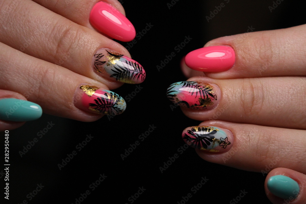 stylish design of manicure on beautiful nails stylish design of manicure on beautiful nails