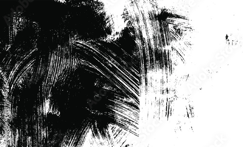 Vector brush srokes texture. Distressed uneven texture. Grunge background. Abstract vector illustration. Overlay to create interesting effect and depth. Black isolated on white background. EPS10.