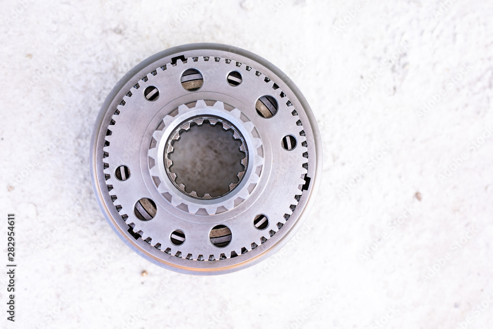 New car parts on a gray background New car parts on a gray background