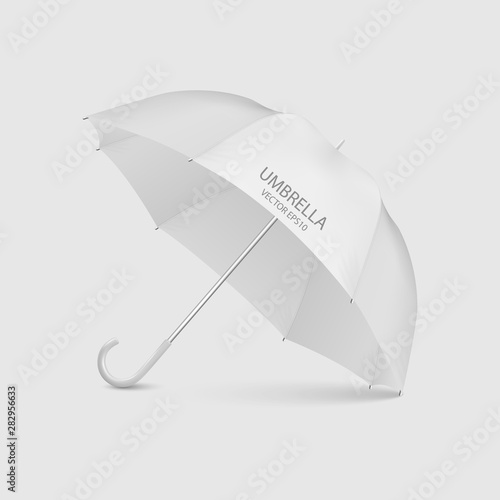 Vector 3d Realistic Render White Blank Umbrella Icon Closeup Isolated on White Background. Design Template of Opened Parasol for Mock-up, Branding, Advertise etc. Front View