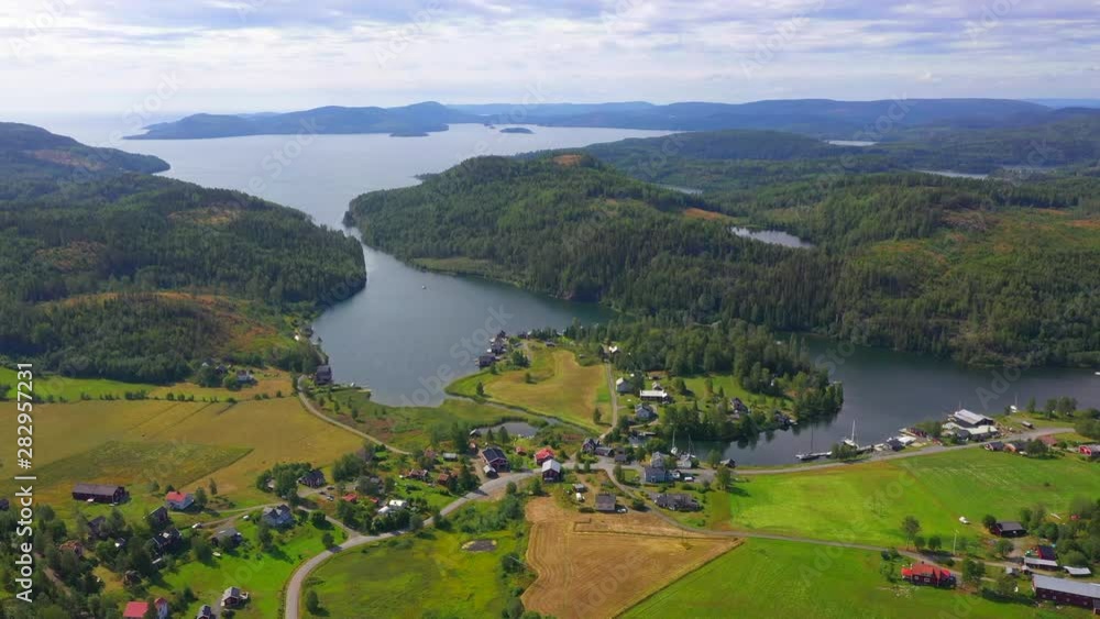 Aerial view of a village in popular tourist region Hoga Kusten, Sweden Aerial view of a village in popular tourist region Hoga Kusten, Sweden