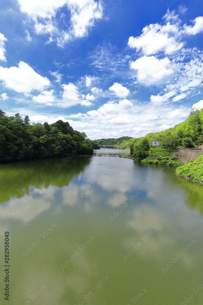 Narutaki dam reservoir in Okayama, Japan Narutaki dam reservoir in Okayama, Japan