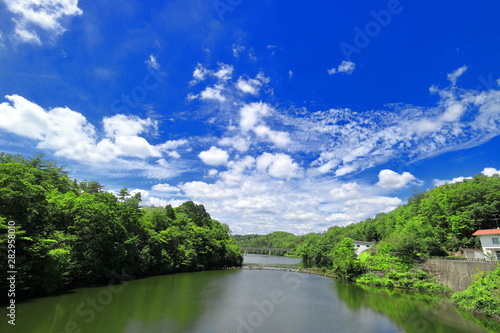 Narutaki dam reservoir in Okayama, Japan photo