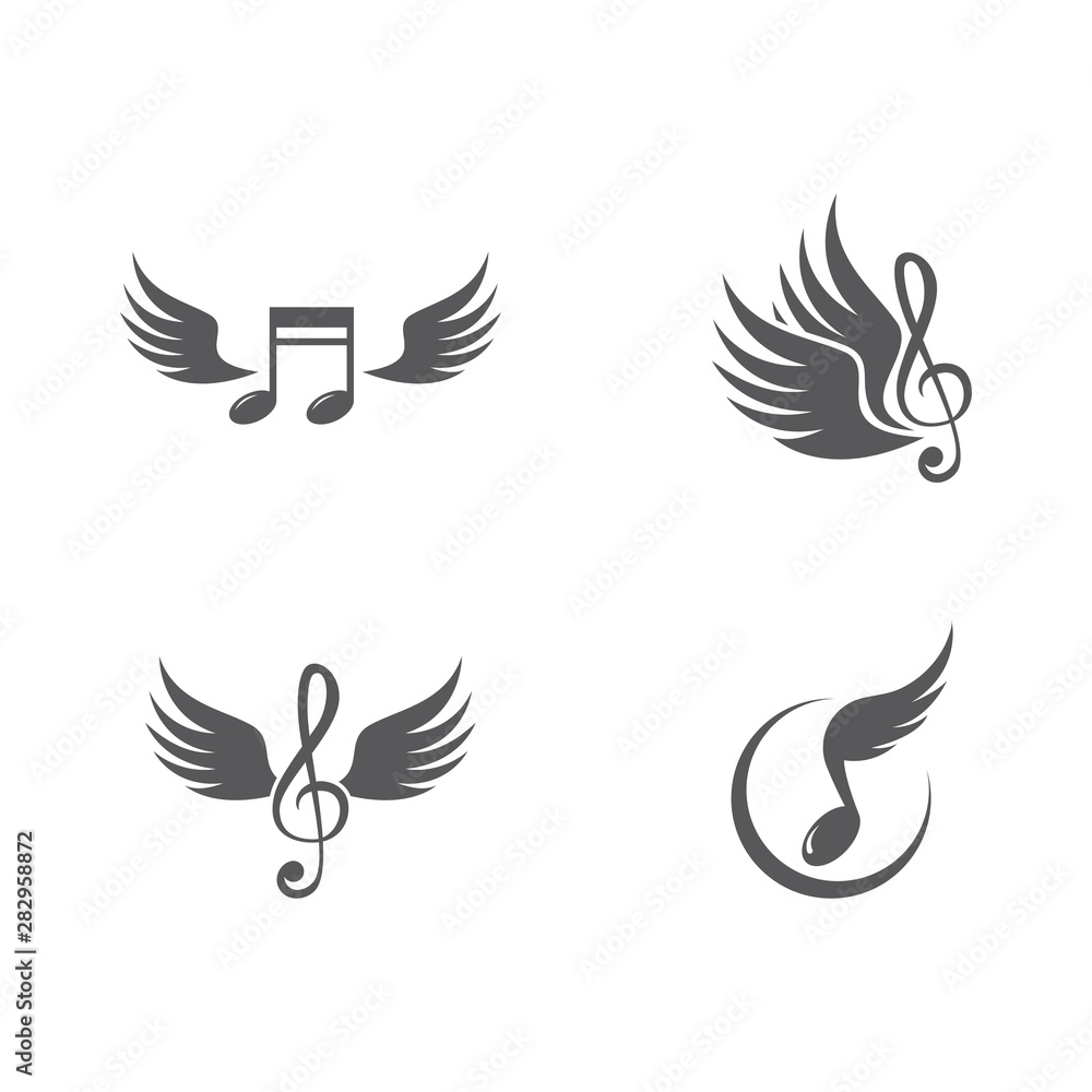 Music note wing logo vector Music note wing logo vector