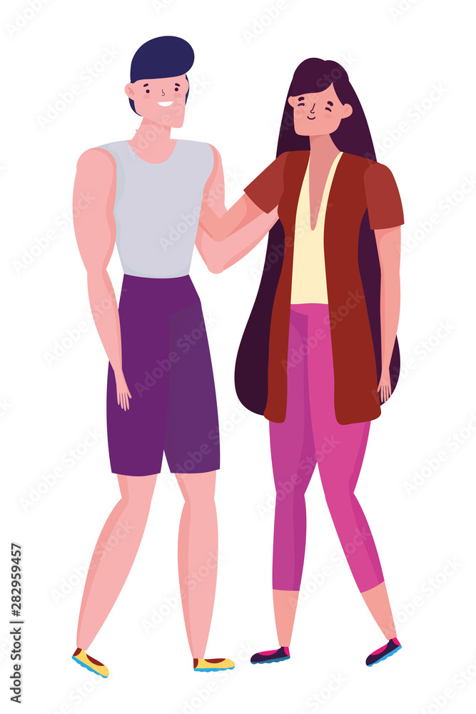 Fototapeta premium Couple of woman and man cartoon design