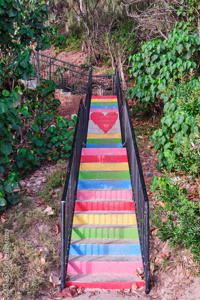 Colourful stairs on the Gold Coast, Queensland, Australia Stock Photo