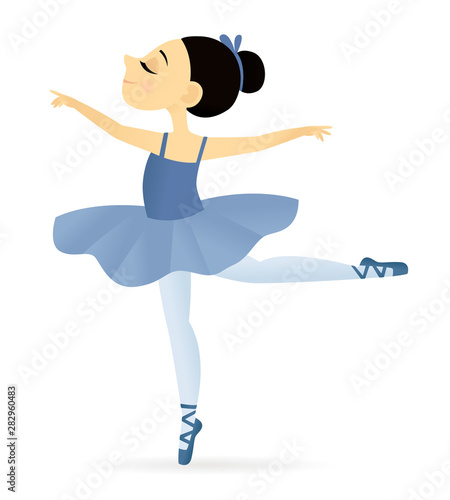 Smiling young ballerina in blue