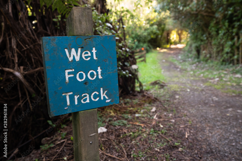 Wet Foot Track wooden sign
