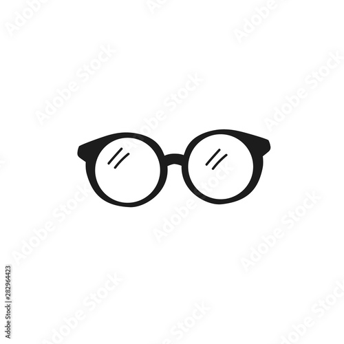 Doodle style glasses. Vector hand drawn illustration. Eyeglasses on white background