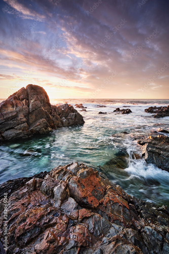 Sunrise with nice clouds and water flow Sunrise with nice clouds and water flow