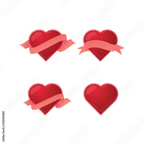 love set. Valentine's Day vector illustration. Heart with ribbon. romantic collection