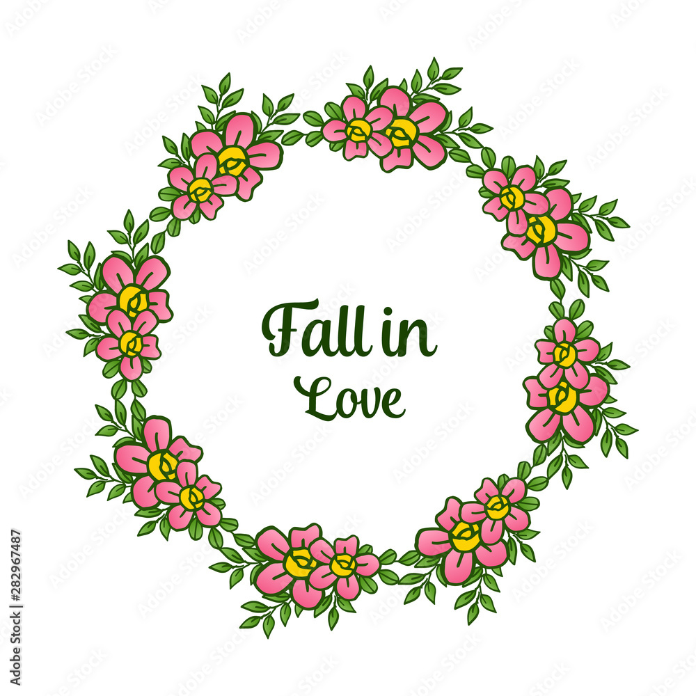 Ornate of green leafy wreath frame, for lettering fall in love, romantic card. Vector Ornate of green leafy wreath frame, for lettering fall in love, romantic card. Vector
