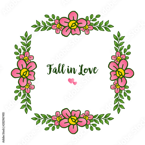 Various design of greeting card fall in love  with style of elegant cute leaf flower frame. Vector