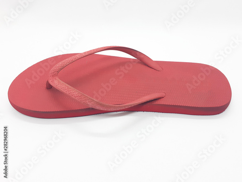 Beautiful Colorful Red Sandals Flip-Flop for Summer Beach or Home Footwear in White Isolated Background