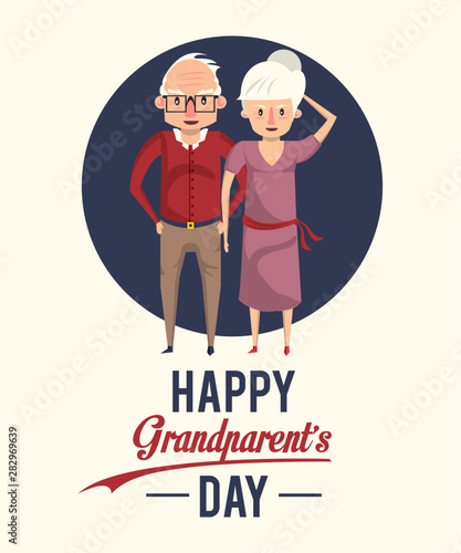 Happy grandparents day card with cartoons
